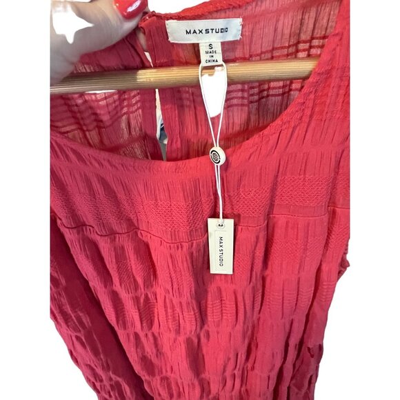 Max Studio NWT Red Long Sleeveless Tiered Cotton Dress Sz S - Picture 4 of 11